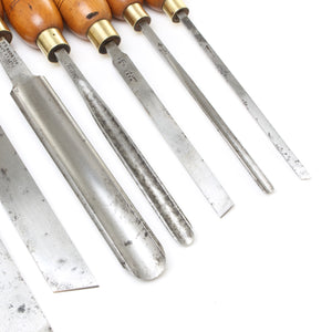 SOLD - 8x Old Melhuish/Ward Woodturning Tools (Beech)