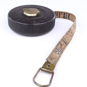 Wired-linen tape measure sample, British, 1928