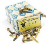 38 x Nettlefolds C’Sunk Brass Screws – 1” x 8 - OldTools.co.uk