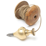 SOLD - Brass Plumb Bob and Vintage Boxwood Spool