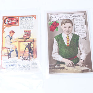 2x Child Woodworking Postcards - OldTools.co.uk