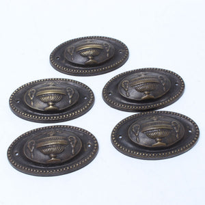 5x Old Brass Decorative Cupped Plates - OldTools.co.uk