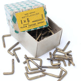 10 x Nettlefolds 1 x 5 Plain Square Brass Hooks - OldTools.co.uk