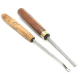 2x Old Wood Carving Tools - Spoon (5mm), Fishtail (9mm)