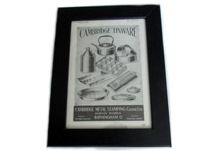 1950's Framed Cambridge Tinware Picture - Size: A5 - OldTools.co.uk