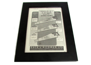 1950's Framed Toga Saws Picture - Size: A5 - OldTools.co.uk