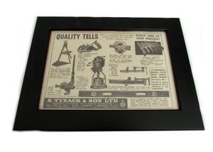 1950's Framed Tyzack Tools Pictures - Size: A5 - OldTools.co.uk